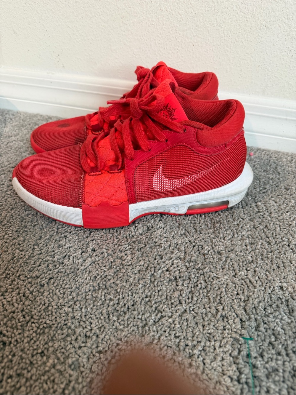 Nike Kids Red Low-Top Sneakers with White Sole